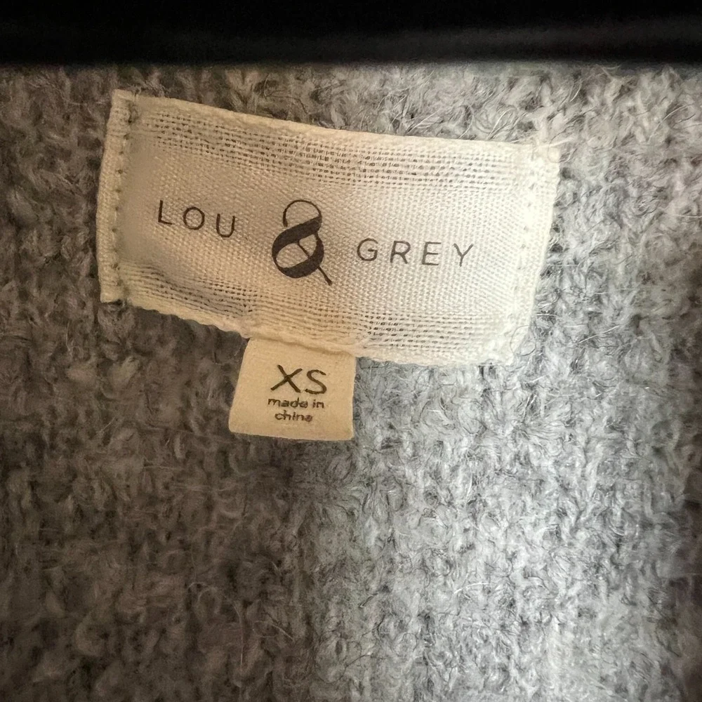 Lou & Grey Open‎ Front Cardigan Sweater Womens XS Gray Wool Alpaca Blend Shawl - Picture 4 of 7